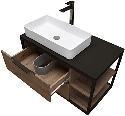 Grossman Тумба с раковиной Лофт 90 подвесная веллингтон/черный – фотография-2